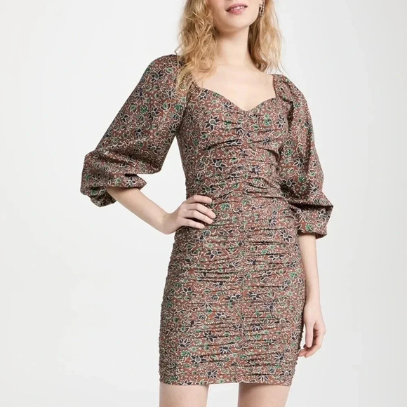 Veronica Beard Nadi Mini Dress In Cinnamon Multi - Picture 1 of 8